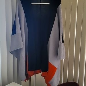 Blocked Color Cardigan  Poncho